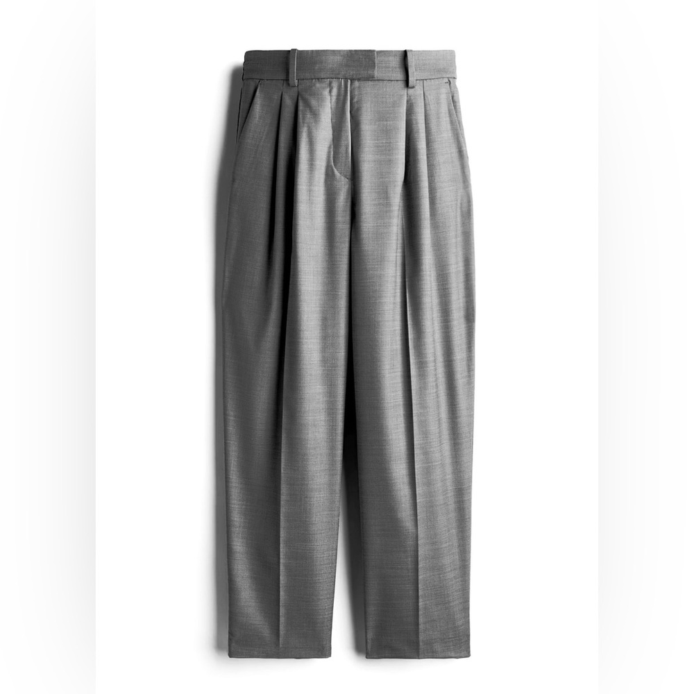 H&M Ankle Length Dress Pants Women's Classic Gray Pleated Grey Melange Sz 8